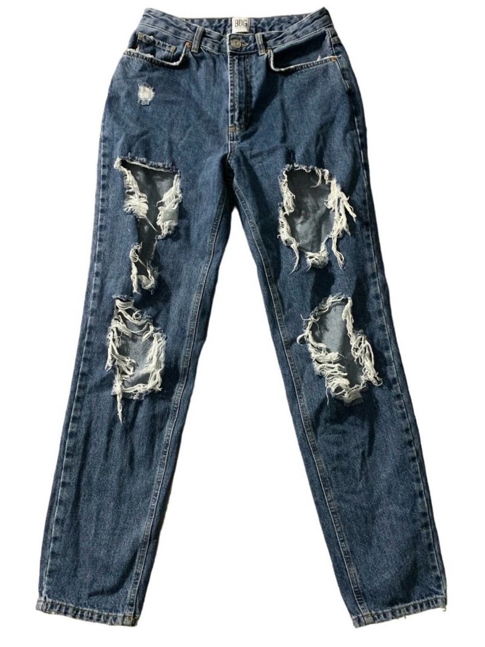 BDG Urban Outfitters Jeans Wom 27 (27x30) Mom High Rise Baggy Rip Stretch Grunge
